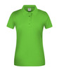 A bright green ladies' polo shirt with a collar and short sleeves. It features a branded logo.