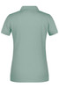 A ladies' polo shirt in a soft green shade, featuring a classic collar and short sleeves. It has a logo on the back.