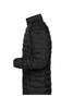 A men's modern padded jacket in black, featuring a sleek puffer design and a high collar.