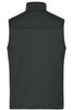 A dark green men's softshell vest with a high collar and no visible fastenings, featuring a logo.
