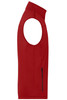 A red men's softshell vest with a high collar and a zip pocket on the side, featuring a logo.