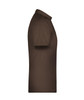 A brown men's polo shirt displayed from the side, featuring short sleeves and a collar. It has a logo.