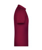 A burgundy men's work polo shirt, featuring short sleeves and a classic collar, with a logo on the chest.