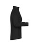 A ladies softshell jacket in black, featuring a high collar and zippered pockets. The jacket has a logo on it.