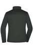 A black ladies softshell jacket with a collar, featuring a plain back design and long sleeves.