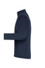 A navy blue men's softshell jacket featuring a side view, with a sleek design and a logo on it.