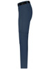 A pair of navy blue ladies zip-off trekking pants featuring a side pocket and a belt loop. The design includes a logo.