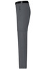 Men's zip-off trekking pants in grey, featuring a side zip pocket and a sleek, tapered design. Logo visible.