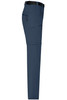 Men's zip-off trekking pants in navy blue with a side view showing pockets and belt loops. Includes branding details.