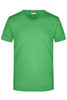 A green men's V-neck t-shirt with short sleeves and a plain design. It features a logo on the tag.