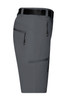 A pair of grey ladies trekking shorts with multiple zipped pockets and a waistband. Features a logo.