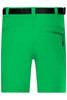 Bright green men's trekking shorts with a black belt and a zippered pocket on the back. Features a logo.