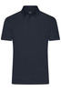 A plain navy men's polo shirt featuring a classic collar and short sleeves. Includes a logo.