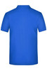 A plain blue men's polo shirt with a short sleeve and a collar, featuring a logo on the back.