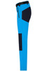 Ladies trekking pants in bright blue with black accents, featuring cargo-style pockets and a belt.
