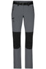 Trekking pants in grey with black accents, featuring multiple zip pockets and a belt. Ideal for outdoor activities.