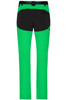 Bright green ladies trekking pants with black detailing and a belt, featuring a logo on the back pocket.