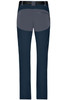 A pair of ladies' trekking pants in navy with grey sections, featuring a logo on the back.