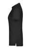 A black ladies plain polo shirt, featuring a classic collar and short sleeves, with a small logo.
