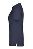 A navy blue ladies plain polo shirt with a classic collar and short sleeves, featuring a logo.