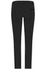 Black ladies' slacks with a fitted design and a back pocket, featuring a logo on the waistband.