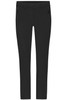 Black cargo pants with pockets, featuring a sleek design and a logo on the waistband. Ideal for casual wear.