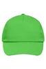 A bright green 5 Panel Promo Cap with a structured front and a logo on the side.