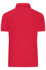 A red men's mercerised polo shirt with a classic collar and short sleeves, featuring a logo.