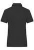 A ladies' black mercerised polo shirt featuring a classic polo collar and short sleeves, with a logo on the side.