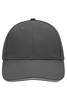 A grey 6 Panel Sandwich Cap with a structured design and a logo on the front.
