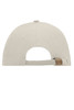 A light beige 6 panel sandwich cap featuring an adjustable strap and a logo on the back.
