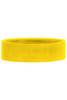 A yellow terry headband made of soft, absorbent material, featuring a smooth, rounded design.
