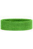 A green Terry Headband made of soft fabric, featuring a logo on one side. Suitable for headwear.