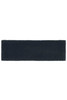 A dark navy terry headband with a soft, textured surface, featuring a logo.