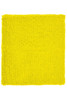 A bright yellow Terry Wristband with a textured, fluffy surface. It features a logo on one side.