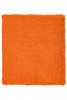 An orange Terry Wristband with a textured, plush surface. It features a simple design and has a logo.