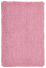 A pink sporty wristband made of soft, textured material, featuring a logo.