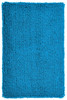 A bright blue, textured, fluffy rectangular fabric, resembling a towel or mat, with an uneven surface.