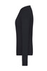A black ladies round-neck pullover, displayed from the side, featuring long sleeves and a fitted design.