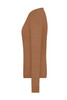 A side view of a ladies round-neck pullover in a warm brown colour, featuring long sleeves and a simple design.