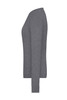 A grey ladies' round-neck pullover with long sleeves, displayed from the side. It features a simple design and a logo.