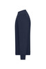 A navy blue men's round-neck pullover sweater with long sleeves and a straight silhouette, featuring a logo.