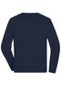 A navy blue men's round-neck pullover sweater with long sleeves and a plain design. It features a logo.