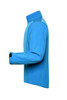 A softshell jacket in a vibrant blue colour featuring a high collar and adjustable cuffs. It has a logo on the sleeve.