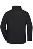 A black men's softshell jacket with a high collar and long sleeves. It features a logo on the back.