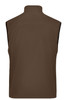 A brown men's softshell vest featuring a high collar and a back view with no visible branding.