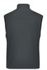 A men's softshell vest in dark grey, featuring a sleek design and high collar, with a logo on the back.