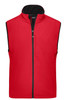 A red men's softshell vest with a black interior, featuring a zippered front and a collar.
