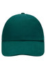 A green 6 Panel Raver Cap with a rounded crown and a curved brim, featuring a logo on the front.