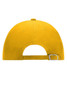 A yellow 6 Panel Raver Cap featuring an adjustable strap and a plain back design.